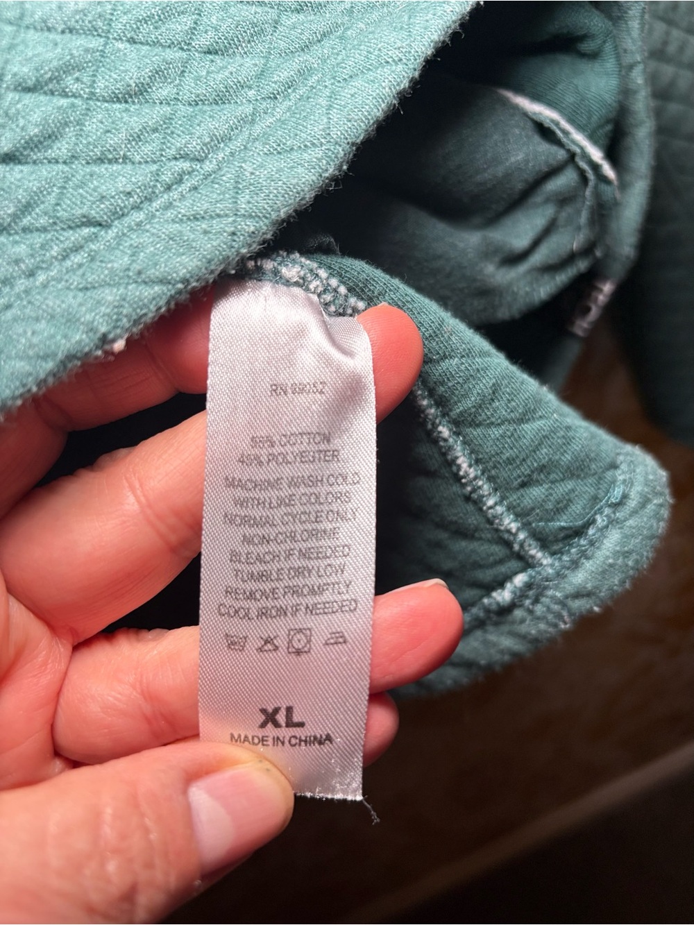 Teal Quilted Cowl Neck Pullover Sweatshirt Kangaroo Pocket Thumbholes Athleisure - Picture 4 of 13